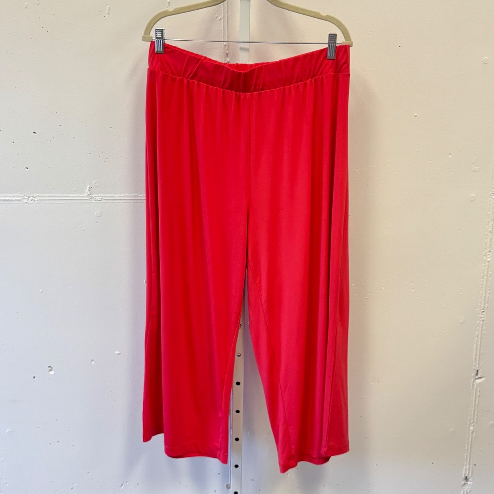 Jessica London Salmon Pink‎ Wide Leg Cropped Pants Plus Size 20W Elastic Waist